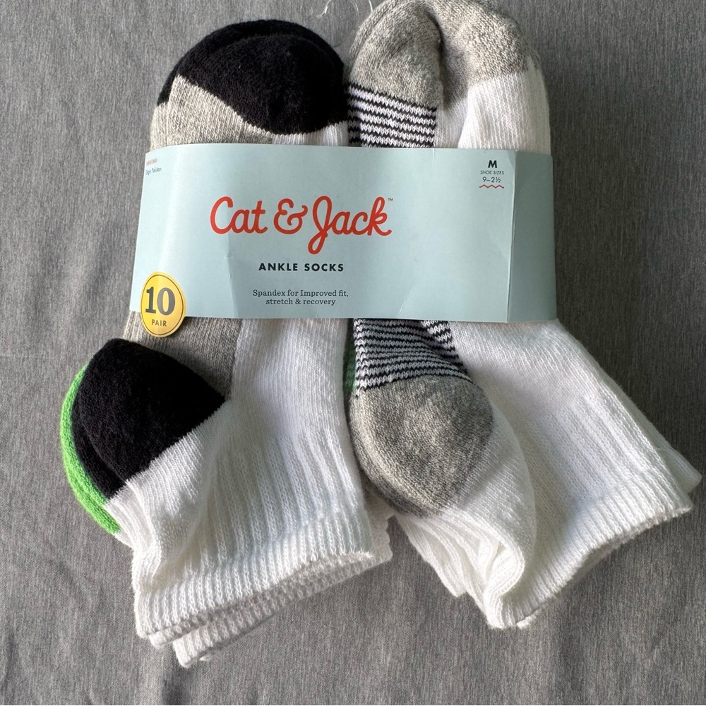 Cat & Jack Kids Ankle Socks - Black, Gray, White, Green